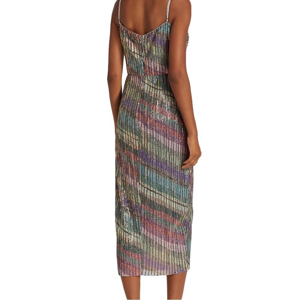 Saylor Lissandra Sequined Midi Dress Rainbow Double Cutout Spaghetti Strap XS C9 - Picture 5 of 11